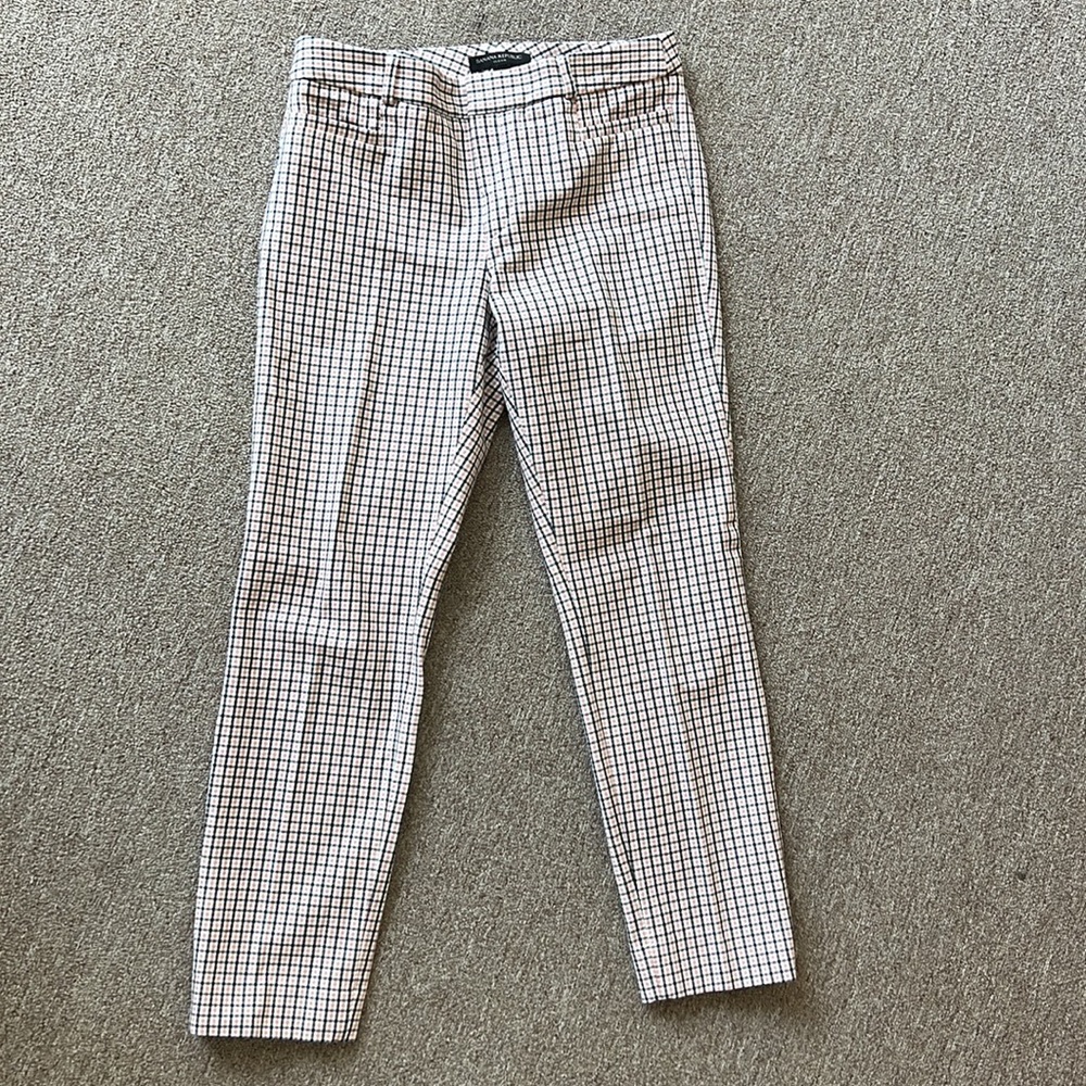BANANA REPUBLIC SLOAN PANTS PINK BLACK PLAID SIZE 4 - Picture 2 of 4
